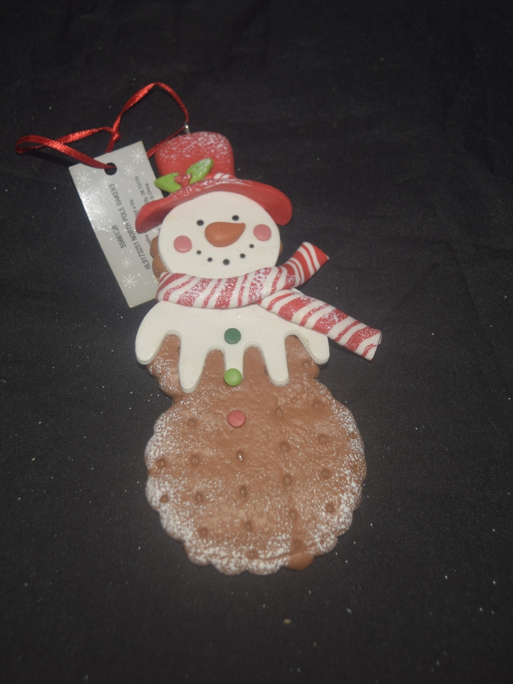 Hobby Lobby Red-Accented Snowman Gingerbread Ornament